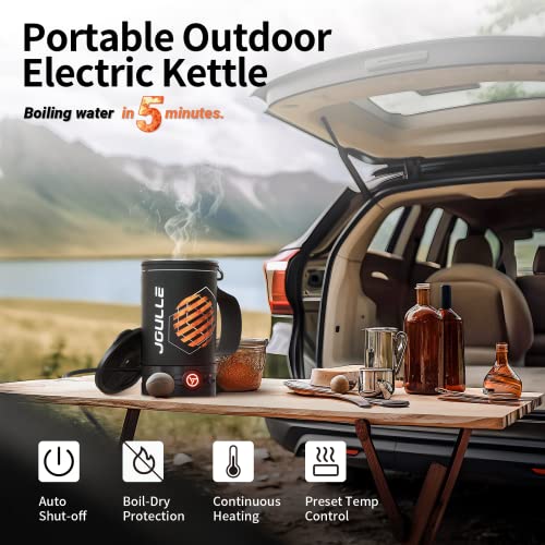 Stoke Voltaics Electric Kettle, Multi-Functional Portable Travel Water Boiler Cooker, 30 oz Electric Kettle for Coffee, Cooking, Popcorn Maker, Camping RV Essentials