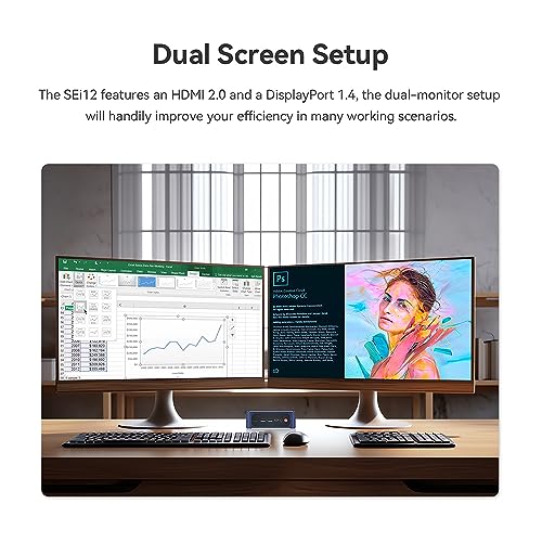 Beelink SEI14 Mini PC with Intel Core Ultra 5 125H (14C/18T), 32GB DDR5, 1TB NVMe M.2 SSD, Triple Display 4K Output, 2.5G LAN, WiFi 6, Bluetooth 5.2 W-11 Mini Desktop Computer