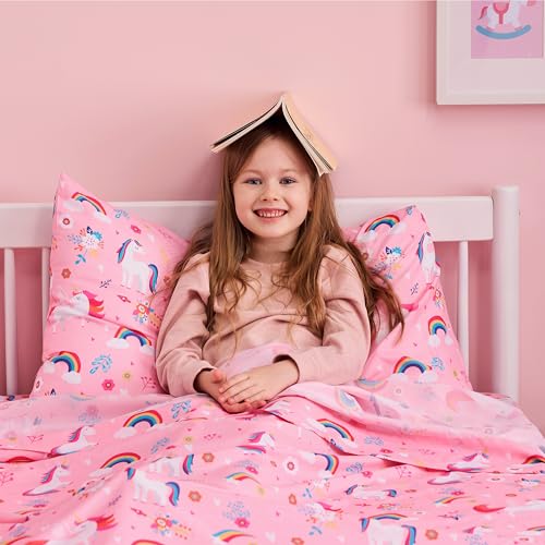 Joiedomi Kids Twin Sheet Set Unicorn - 3 Piece Soft Microfiber Bed Sheets - Deep Pocket Wrinkle Free - Cozy Toddler Bedding Set - Fade Resistant Breathable for Boys Girls Teens