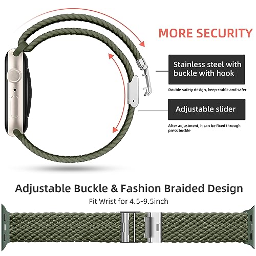 Lerobo 2 Pack Elastic Nylon Compatible with Apple Watch Band 44mm 45mm 42mm Series 3/ 49mm Women Men,Stretchy Braided Solo Loop Strap Accessories for iWatch Ultra Series 10 46mm/9/8/7/6/5/4/3/SE/2/1