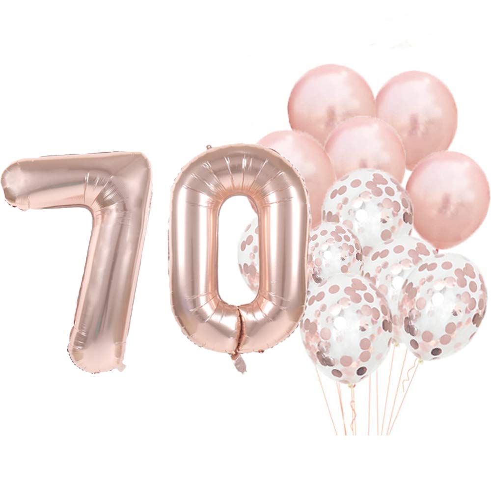 70th Birthday Decorations Party Supplies,70th Birthday Balloons Rose Gold,Number 70 Mylar Balloon,Latex Balloon Decoration,Great Sweet 70th Birthday Gifts for Girls,Photo Props