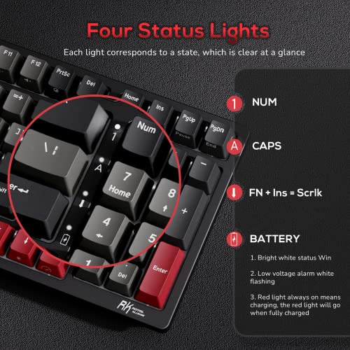 RK ROYAL KLUDGE RK98 Wireless Mechanical Keyboard,100 Keys Triple Mode 2.4G/BT5.1/USB-C, Hot Swappable Gaming Keyboard with Numpad RGB Backlit 3750mAh Battery NKRO, Linear Speed Silver Switch, Black