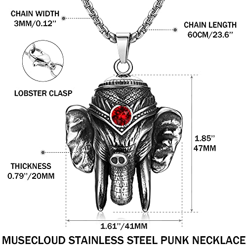 MUSECLOUD Black Elephant Necklace for Men Gothic Jewelry Stainless Steel Necklaces Goth Pendant Halloween Jewelry Punk Necklace