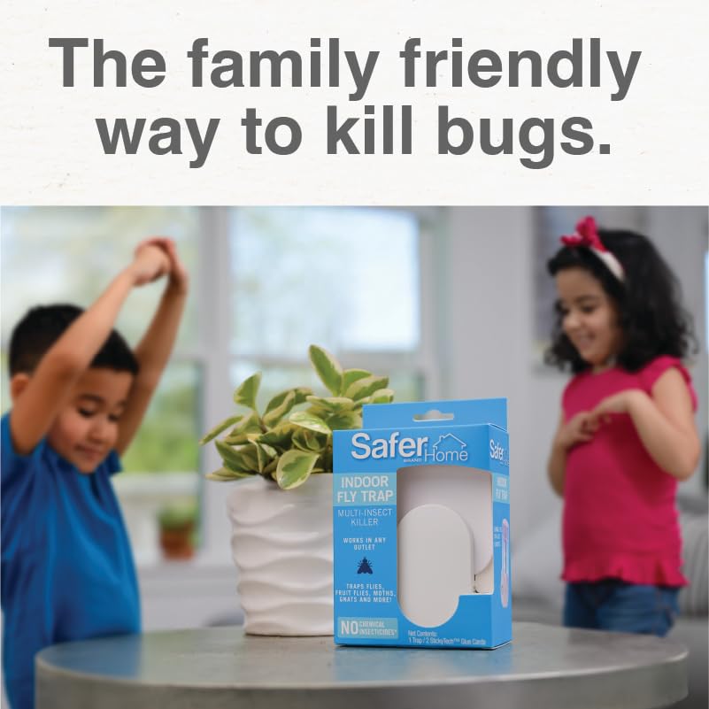 Safer Brand Home SH502-2SR 2 Indoor Plug-in Fly Traps for Flies, Fruit Flies, Moths, Gnats, and Other Flying Insects – 2 Traps + 2 Glue Cards