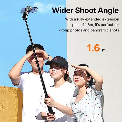 ULANZI M12 Extendable Selfie Stick for Gopro, Portable Vlog Cell Phone Tripod Stand with Phone Mount and Gopro Adapter, Mini Hand Grip Compatible with Gopro Hero 13/12/11/10/9/8/7/6/5 and Smartphone