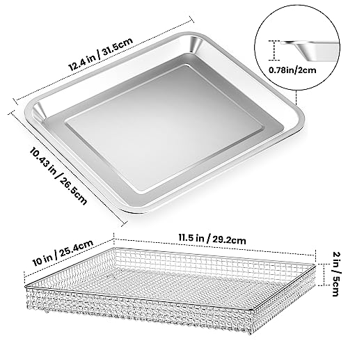 Stainless Steel Baking Tray Pan and Air Fryer Basket Compatible with Cuisinart Airfryer TOA-060 and TOA-065 (With Cuisinart Airfryer models TOA-060 and TOA-065)