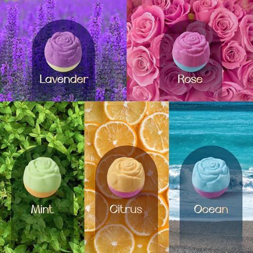 Bath Bombs for Women - 20 Pcs Handmade Natural Essential Oils Rose Bath Bombs, Home Spa Fizzies Bubble Bath for Women, Birthday Gifts for Women Her Self Care Gifts for Women Mom Wife