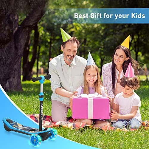 isinwheel Mini Pro Electric Scooter for Kids Ages 3-12, 3-Wheel Electric Scooter for Boys/Girls, Electric Kick Scooter for Kids with Long Battery Life, Flashing LED Wheels, 3 Adjustable Height