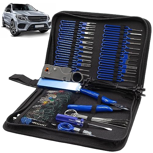 POVTIMS Car Terminal Removal Tool Kit 130pcs Pin Extractor Tool Set Wire Terminal Release Tool Cable Stripper Cutter Tire Repairs Tools for Automotive Car Household Devices