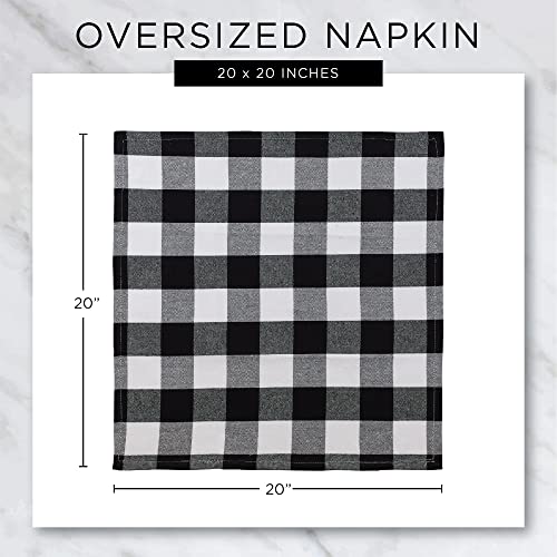 DII Buffalo Check Collection, Classic Farmhouse Tabletop Set, Napkin Set, 20x20, Gray & White, 6 Piece
