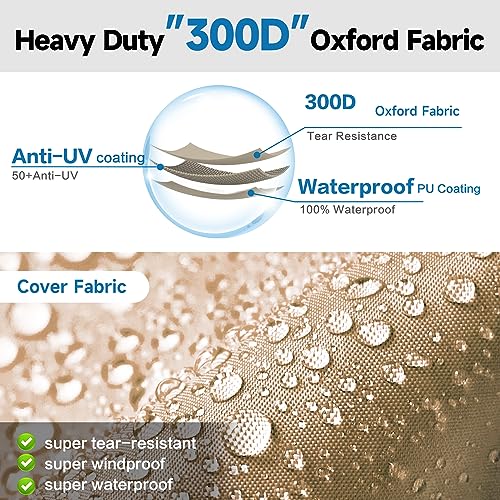 VINPATIO Class A RV Cover 300D Oxford Fabric Two Color Design, Fits 31'-34' RV, Heavy Duty Windproof Waterproof Class A Motorhome Cover with 2 Extra Long Straps, Gutter Covers