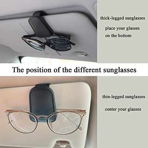 Sunglasses Holders for Car Sun Visor, Magnetic Leather Glasses Eyeglass Hanger Clip for Car, Visor Sunglasses Holder Clip Car Accessories for Truck (4pack Black)