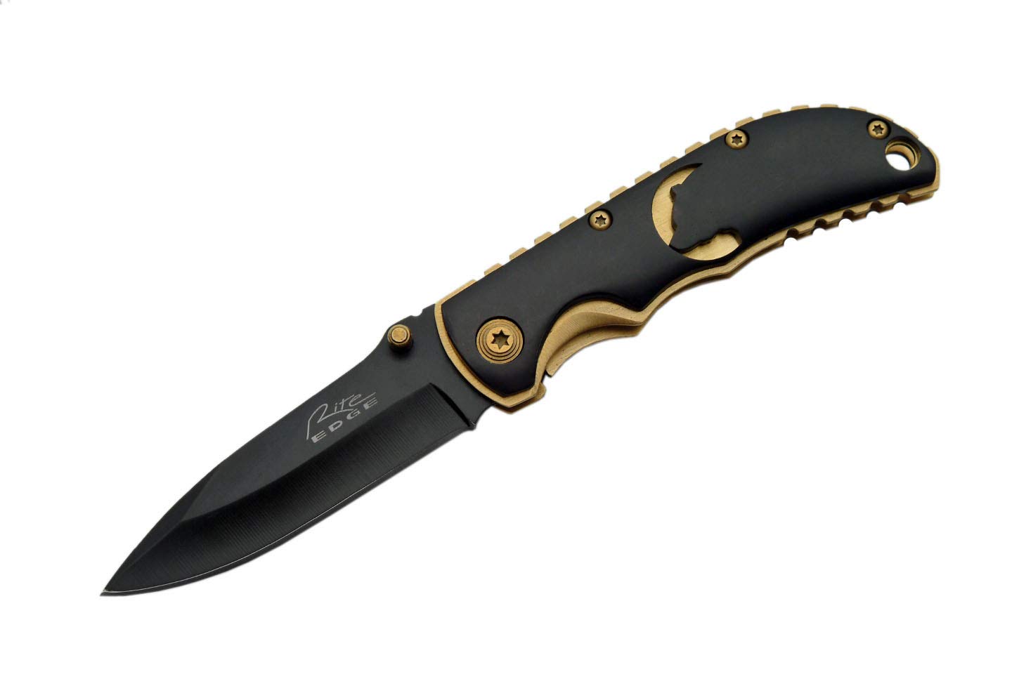 Rite Edge 211193-BE Bear Folding Knife, Black/Gold