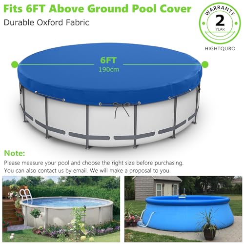 HIGHTQURO 21Ft Round Pool Cover, Inground Pool Covers for Above Ground Pools, Swimming Pool Cover Protector with Tie-Down Ropes & 5 Sandbags Increase Stability, Waterproof Dustproof Hot Tub Cover