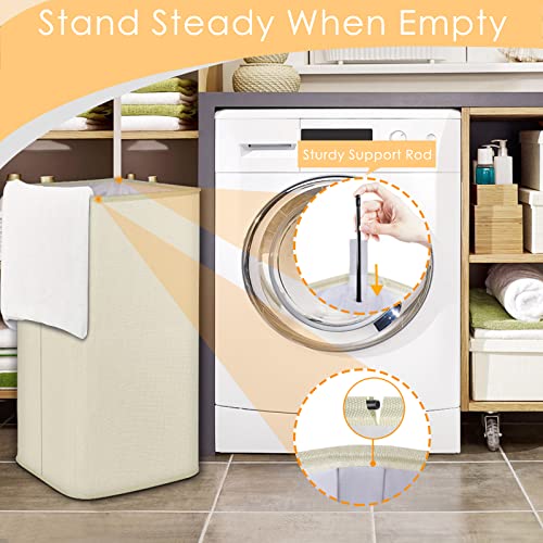 SNIGJAT Large Laundry Hamper, Tall Laundry Hamper with Sturdy Handles, Hampers for Laundry, Rectangular Dirty Clothes Hamper for Bedroom, Extra Large Laundry Basket for Clothes Toys (80 L)