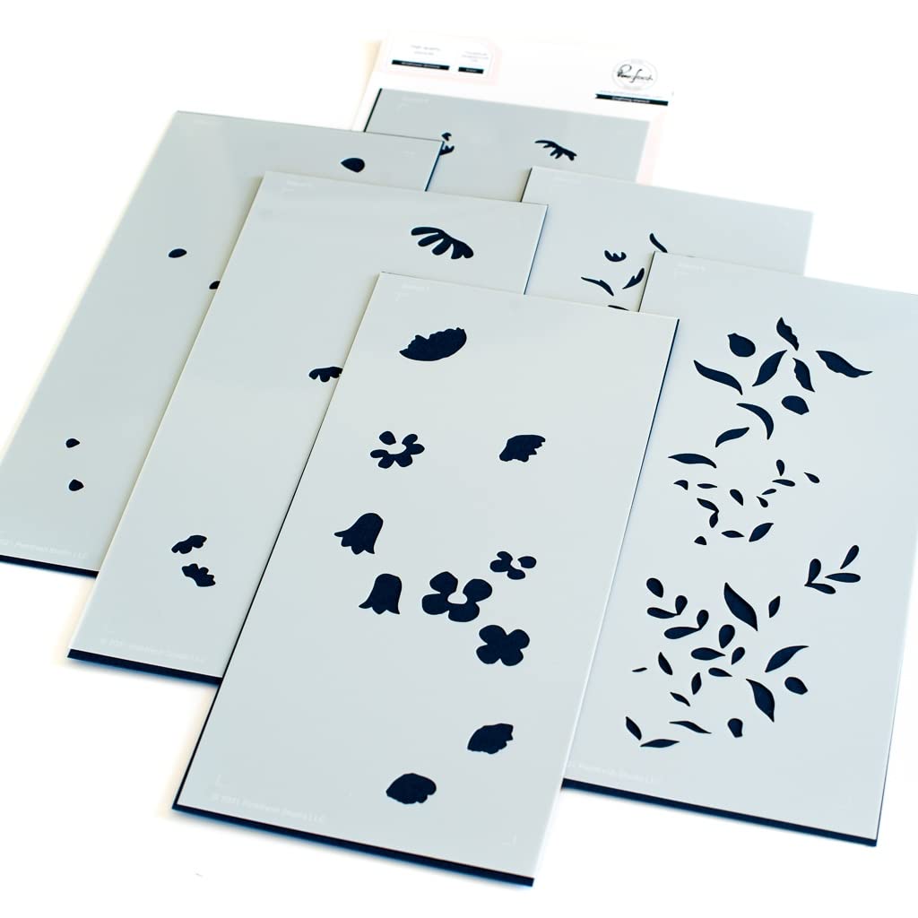 PINKFRESH STUDIO Stencil 4X9 6/PKG, Wildflower Slimline Layering