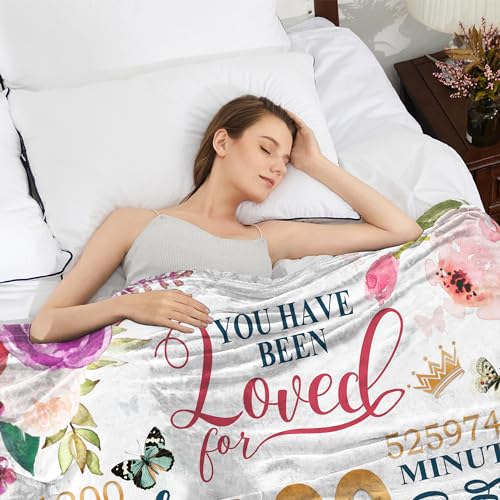 Hcoviv 100th Birthday Gifts Women Blanket 50*60, Happy 100th Birthday Gift Ideas, 100th Birthday Decorations, Gifts for Women Turning 100, Gifts for 100-Year-Old, Best Bday Present 1925 Throw Blanket