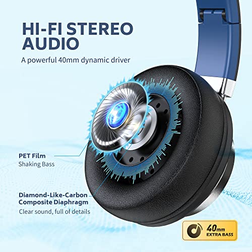 COOSII AC01 Over-Ear Headphones Wired, Noise Isolating Corded Stereo Headsets with Microphone Volume Control for Adults Teens 3.5mm for Chromebooks, Laptop, Computer, Tablets, Travel (Black Blue)