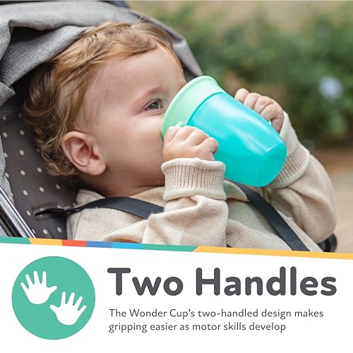 Nuby Wonder Cup with 360 Smart Edge Silicone Rim - (2-Pack) 7 oz - Pink/Aqua