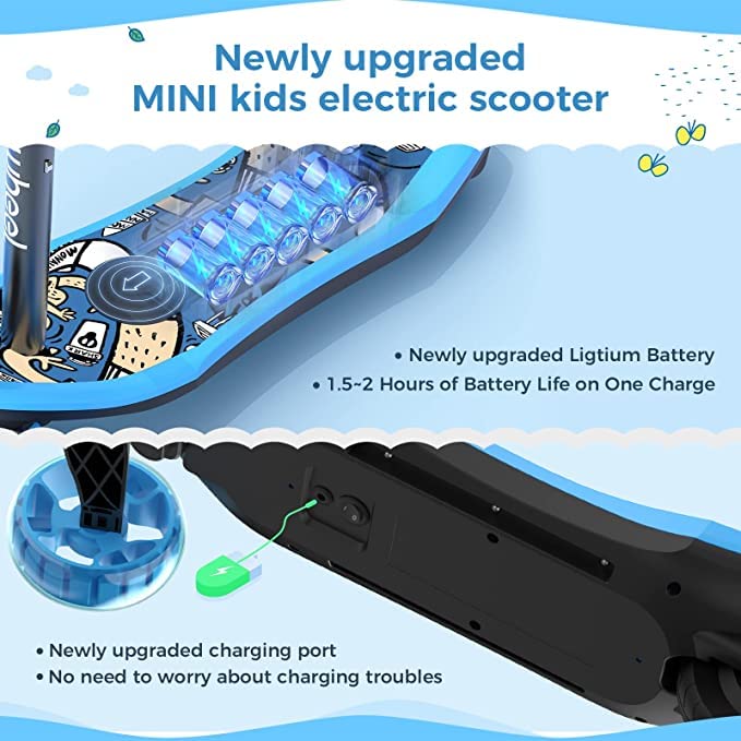 isinwheel Mini Pro Electric Scooter for Kids Ages 3-12, 3-Wheel Electric Scooter for Boys/Girls, Electric Kick Scooter for Kids with Long Battery Life, Flashing LED Wheels, 3 Adjustable Height