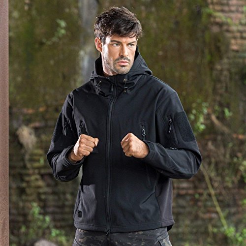 FREE SOLDIER Men's Outdoor Waterproof Soft Shell Hooded Military Tactical Jacket (GrayDigitalCamo/3XL)