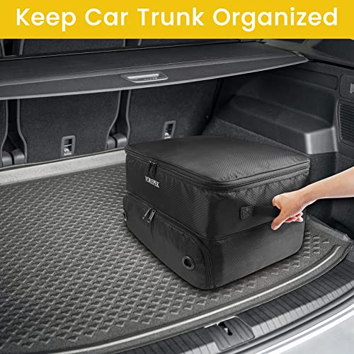 YOREPEK Large 2 Layer Golf Trunk Organizer for 2 Size14 Pair Shoes, Waterproof Car Golf Locker with Separate Ventilated Compartment, Golf Trunk Storage for Clothes, Gloves, Socks, Unique Golf Gifts