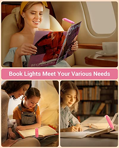 DEWENWILS Book Reading Light, Rechargeable Booklight for Reading at Night, Clip on LED Book for Kids, Bookworms, Blue Light Blocking, 4 Brightness Adjustable for Eye Care (White)