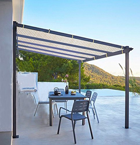 Shatex Shade Panel 10' x 18' Block 90% of Sunlight with Ready-tie up Ribbon for Pergola Gazebo Porch, Wheat