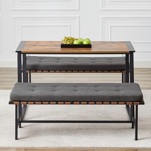 MINPINSER Shoe Bench Entryway, End of bed bench, Bench for Bedroom End of Bed, Modern Leather Woven Bench for Living Room, Entryway Bench Seat, Padded Bench with Solid Metal Shelf, 55inch