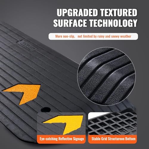 VEVOR 1" Rise Rubber Threshold Ramp for Doorway,Door Ramp with Non-Slip Textured Surface,33069lbs Load Capacity, Rubber Curb Ramp for Wheelchair and Scooter