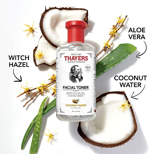 THAYERS Alcohol-Free, Hydrating Coconut Water Witch Hazel Facial Toner with Aloe Vera Formula, Vegan, Dermatologist Tested and Recommended, 12 Oz