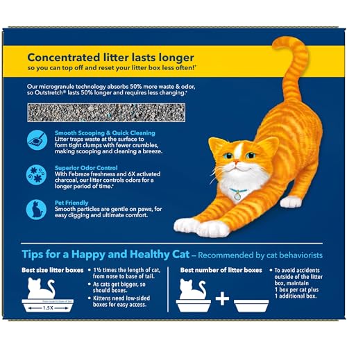 Fresh Step Outstretch Advanced Long Lasting Clumping Litter With Febreze Freshness and Guaranteed Odor Control, Activated Charcoal Litter Lasts 50% Longer, 32 lbs. (2 x 16 lb. Box)