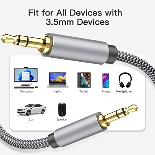 MORELECS Aux Cord 4ft, 3.5mm Audio Cable - Nylon Braided 3.5mm Male to Male AUX Cable Cord for Car, Headphones, Home Stereos, Speaker