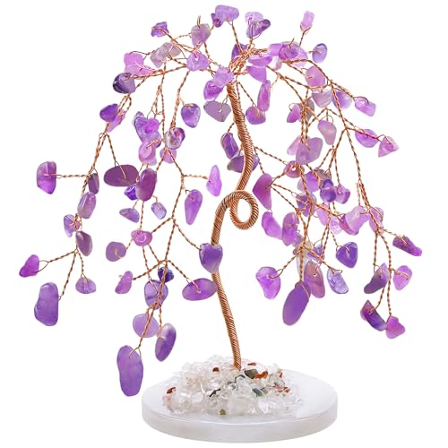 ZHIYUXI Amethyst Purple Room Decor Home Office Crystals Tree Gifts for Women Men Gemstones Desk Lucky Stones