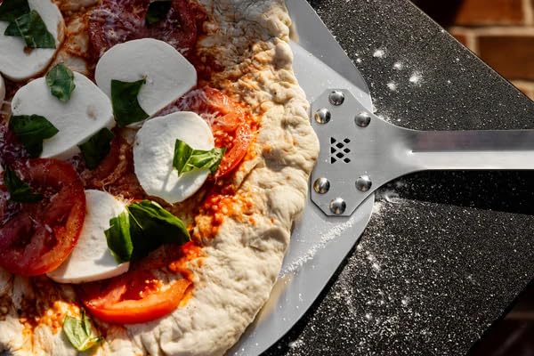 Breeo Pizza Peel - Pizza Turning Peel with Aluminum Blade, Stainless Steel Handle, & Silicone Grip for Control & Comfort - Beveled Edge for Easy Food Transfer - Compatible Accessories