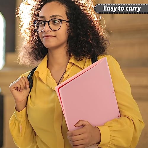 SKYDUE 7 Pocket Folder, Pocket Folders with Clear Front Pocket, Heavy Duty Plastic File Folder, Muted Pastel Colors, Letter Size, Pack of 3