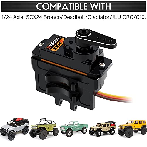 EPINON for AXIAL SCX24 Servo Metal Gear EMAX Servo Steering Servo with Servo Mount Bracket and Arm and Steering Link Set SCX24 Upgrade Parts (Black)