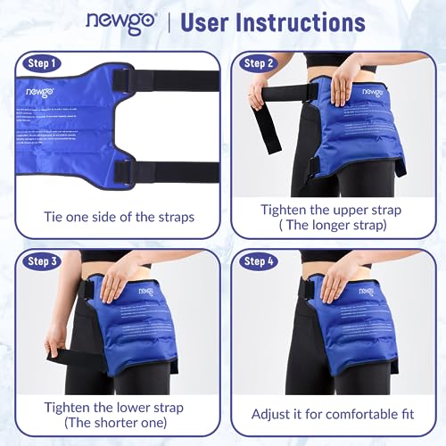 NEWGO Ice Pack for Hip Replacement Surgery, Gel Cold Pack Hip Ice Wrap for Hip Bursitis, Sciatica, Flexor Pain, Inflammation, Swelling - Blue