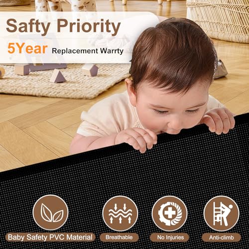 Miumoon Upgrade 200 inch Retractable Baby Gates Extra Wide with Reinforced Strip Design to Prevent Crawling Through, 200" Retractable Dog Gate, 48" Tall, Retractable Gate for Indoor/Outdoor(Gray)
