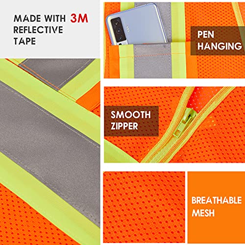 SULWZM High Visibility Reflective Safety Vest with Zipper and Pockets Yellow,XL