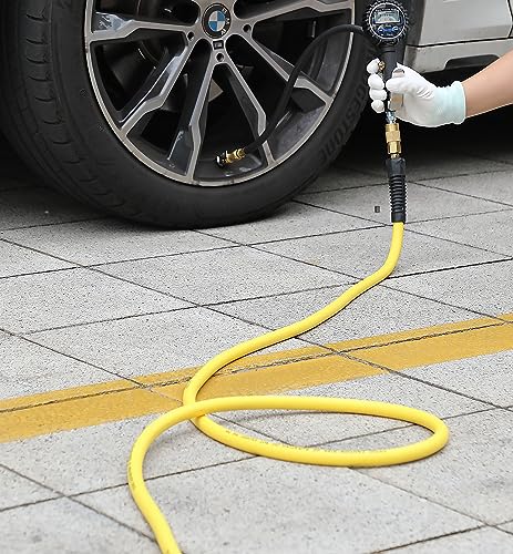 YOTOO Hybrid Air Hose 3/8-Inch by 25-Feet 300 PSI Heavy Duty, Lightweight, Kink Resistant, All-Weather Flexibility with 1/4-Inch Brass Male Fittings, Bend Restrictor