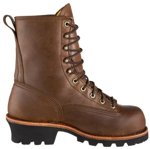 Chippewa Boots Men's Steel Toe Waterproof Lace Logger Work Boots Brown 9.5 W