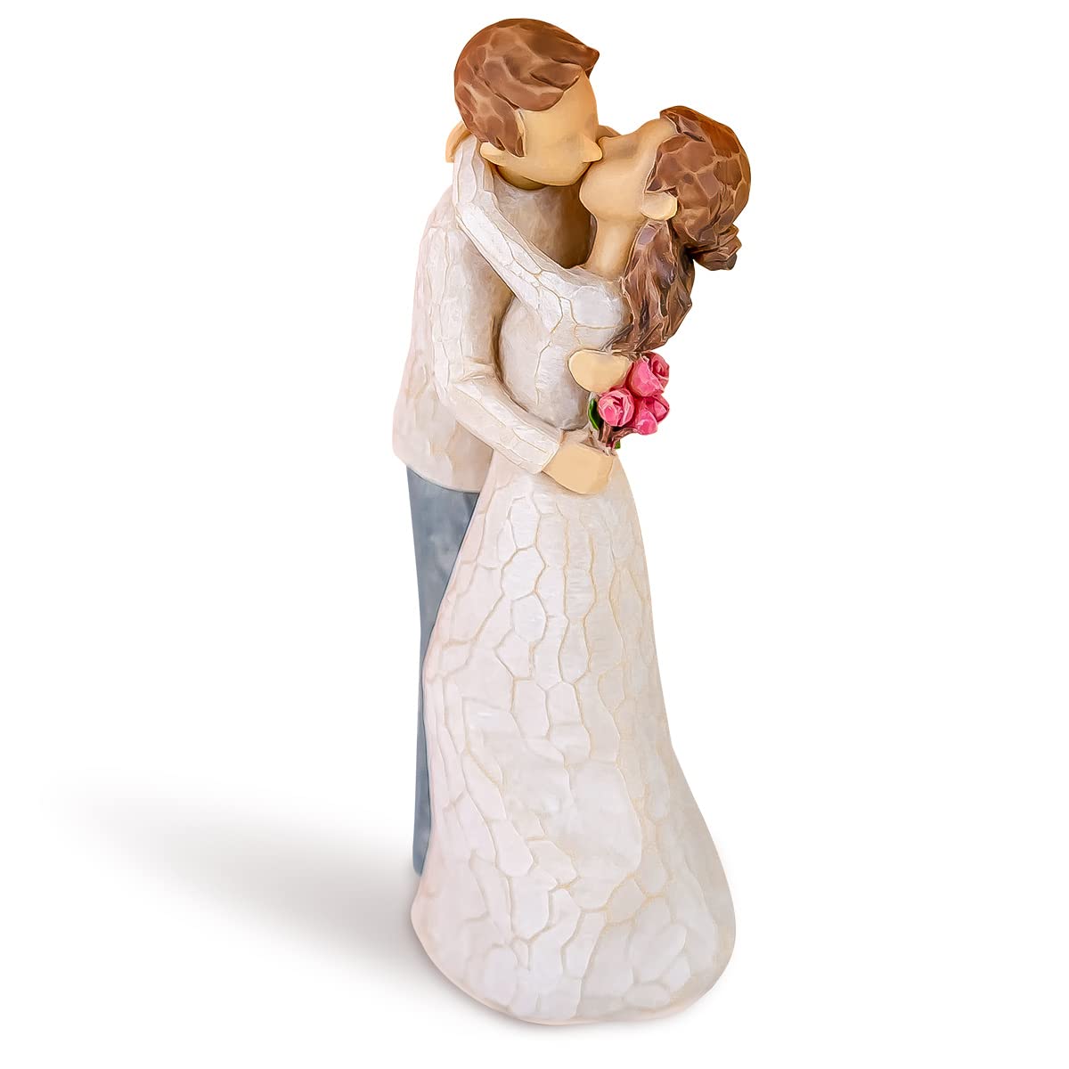 AIDLNS Husband and Wife Hug Figurine, Valentine's Day Gift for Wife Girlfriend Husband Boyfriend Romantic Hand Painted Sculpture Couple Figure Anniversary Wedding Gift (Can't Help Falling in Love)