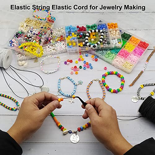 Elastic String for Bracelets, 1 mm x 110 Yards Sturdy Stretchy Elastic Cord for Jewelry Making, Necklaces, Beading - Black