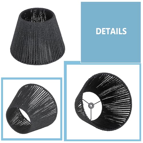 LAMSU Black Rattan Lamp Shade Small, Boho Barrel Lamp Shades for Table Lamps, Handwoven Wicker Lampshade Replacement for Floor Lamp, Wall Sconces Light Cover, Spider Fitter, 5.5x10x7