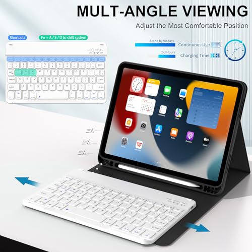 JKSML New iPad Air 11 inch M2 Case with Keyboard, 10.9 inch iPad Air 5th/4th Generation Case with Pencil Holder and Detachable Wireless Bluetooth Keyboard (Quick Connection), Auto Wake/Sleep, Black