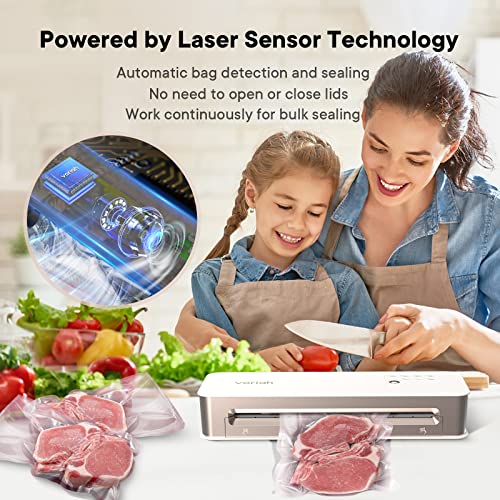 Vacuum sealer (automatic and manual optional), 9-in-1 multi-function dual-pump sealing mode, sous-vide, removable machine washable drip tray, durable silicone gasket, complete starter kit