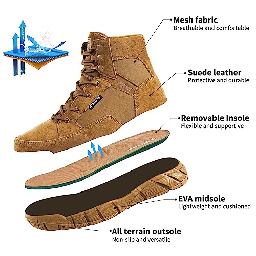 FREE SOLDIER Waterproof Hiking Work Boots Men's Tactical Boots 6 Inches Lightweight Military Boots Breathable Desert Boots (Brown,13)