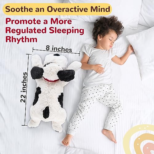 meowtastic Black & White Dog Weighted Stuffed Animals - 22 Inch 4.5 Pounds Weighted Plush Dog Stuffed Animals - Big Stuffed Dog Plush Pillow - Cute Plush Toys Gifts for Kids & Adults (22" 4.5 lbs)