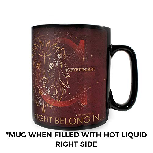 Morphing Mugs Harry Potter – Celestial Hogwarts Houses – Gryffindor – Sorting Hat – 16 oz Large Ceramic Heat Sensitive Clue Mug – Full image revealed when HOT liquid is added